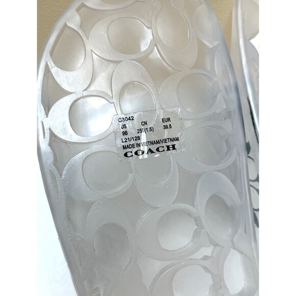 COACH Ugo Clear Holo Glitter Logo Jelly Pool Slides Slip On Sandals size 9 NEW! - Picture 5 of 6